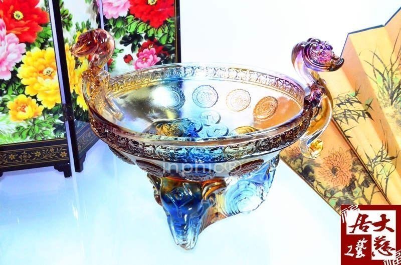 INPHIC-琉璃擺件吉祥家居平安裝飾黃金萬兩聚寶盆(如意錢幣)