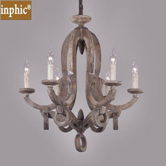 INPHIC-個性簡約復古吧臺餐廳客廳臥室吊燈美式鄉村工業風橡木桶吊燈 木雕藝術6頭