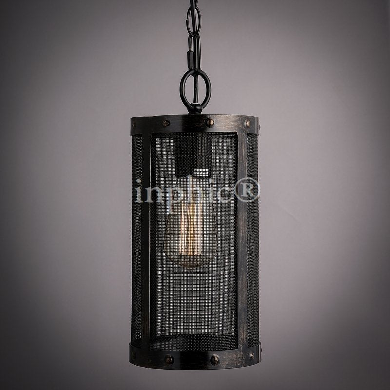 INPHIC-美式鄉村loft復古咖啡廳餐廳鐵網吊燈單頭工業 金屬網吊燈