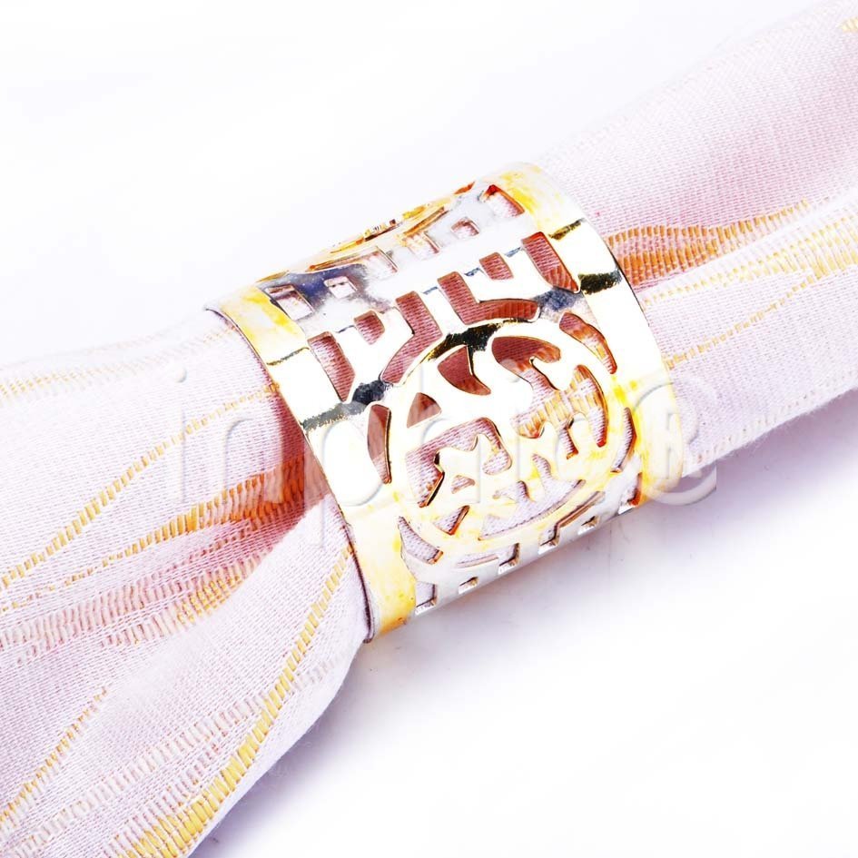 INPHIC-描金通花銀福祿禧餐巾圈環 西餐扣 餐扣餐巾圈 餐巾環酒店宴會