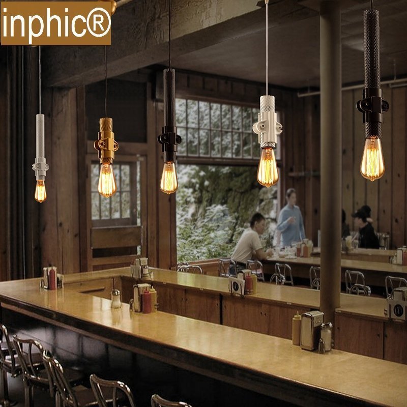 INPHIC-loft吊燈創意餐廳咖啡館吧臺個性復古簡約愛迪生吊燈鐵藝單頭吊燈 大款啞黑