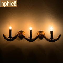 INPHIC-美式藝術壁燈復古客廳酒吧工程鐵藝個性創意麻繩壁燈