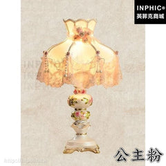 INPHIC-臥室田園燈飾檯燈歐式床頭蕾絲-公主粉