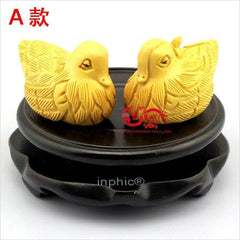 INPHIC-開光黃色的【財喜雙至】擺件蛇年屬兔開運吉祥物(一對帶底座)