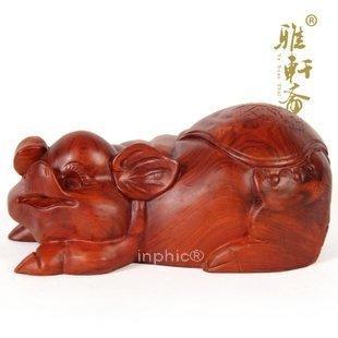 INPHIC-紅木雕刻工藝品擺飾 生肖富貴豬 30cm旺財對豬
