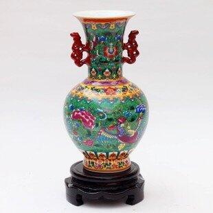 INPHIC-ZF-D007 景德鎮 陶瓷 琺瑯粉彩枝上鳳帶耳陶瓷花瓶 工藝擺飾 裝飾