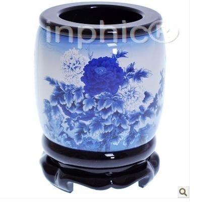 INPHIC-樹脂筆筒 牡丹花 旋轉筆筒 家居裝飾品 書房擺飾  擺設