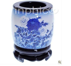 INPHIC-樹脂筆筒 牡丹花 旋轉筆筒 家居裝飾品 書房擺飾  擺設