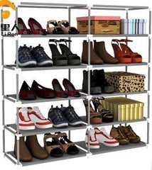 INPHIC-雙排十層簡易鞋架組合收納架 買即送防塵布套