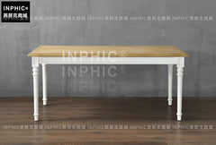 INPHIC-歐式現代簡約木質餐桌 可延伸白西餐桌6人位長方桌