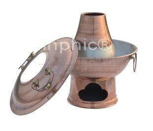 INPHIC-32火鍋  卷邊紅銅火鍋木炭火鍋傳統5至6人使用