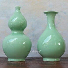 INPHIC-景德鎮顏色釉陶瓷花瓶 豆青色擺飾 歐式軟裝飾品擺設 葫蘆瓶