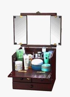 INPHIC-大容量 酒紅色 實用木質化妝箱化妝盒