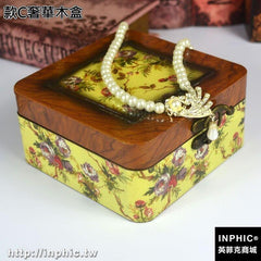INPHIC-復古宮廷木盒首飾盒高檔烤漆公主木質收納盒小木盒子拍攝道具-款C奢華木盒