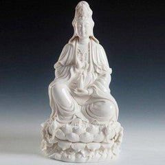INPHIC-觀音供奉 德化窯 白18吋玉白坐蓮觀音佛像