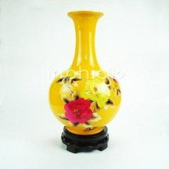 INPHIC-ZF-D111 景德鎮 陶瓷 鑲金黃釉牡丹爽瓶 瓷 工藝擺飾