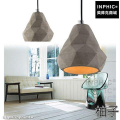 INPHIC-現代混泥土家用吧臺led吊燈工業風LOFT簡約餐廳三頭桌燈鑽石-柚子