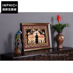INPHIC-掛畫東南亞有框畫實物畫泰國沙發背景牆珠繡大象裝飾畫