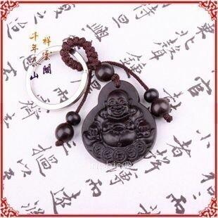 INPHIC-宗教 開光雷擊木彌勒佛鑰匙扣掛件雷劈木避邪保平安