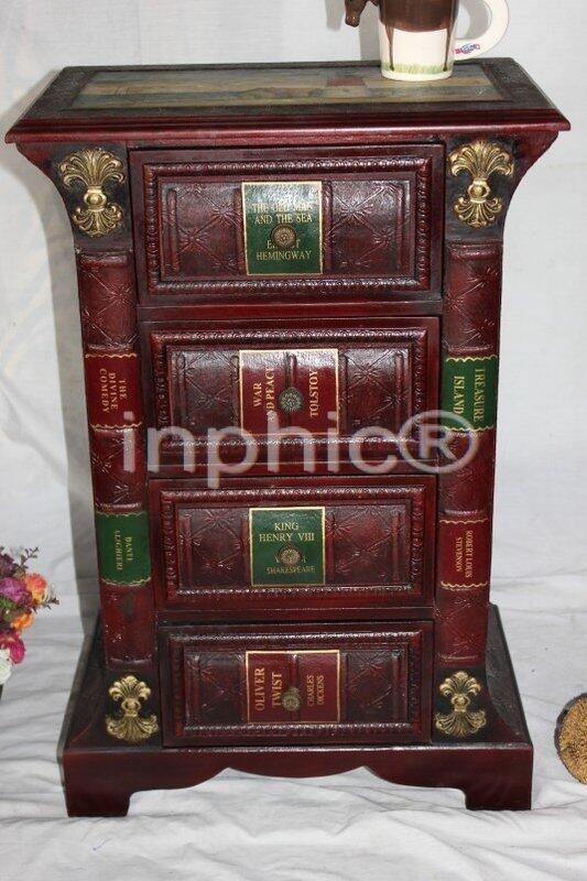 INPHIC-歐式古典書型風格家居飾品 懷舊傢俱 仿舊櫃子 木質4斗櫃