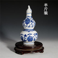 INPHIC-景德鎮半斤陶瓷酒瓶 0.5斤密封壇子 空酒具 青花葫蘆 來樣定做