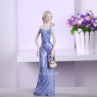 INPHIC-歐式風格陶瓷擺飾 田園風格 西洋美女 裙擺拎包美女 家居飾品