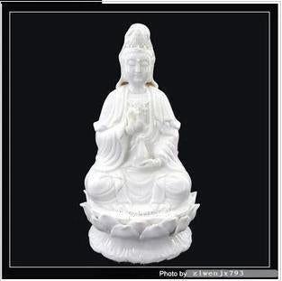 INPHIC-佛像 陶瓷坐蓮觀音佛像 純白觀音瓷像