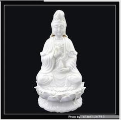 INPHIC-佛像 陶瓷坐蓮觀音佛像 純白觀音瓷像