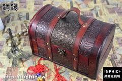 INPHIC-帶鎖歐式仿古復古木箱子中式精美木盒桌面收納攝影道具創意包裝-銅錢