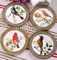 INPHIC-小鳥彩繪陶瓷平盤圓盤裝飾盤-8吋 4款圖案
