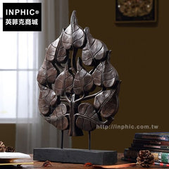 INPHIC-菩提葉客廳桌面裝飾品木雕招財擺設擺飾東南亞菩提樹