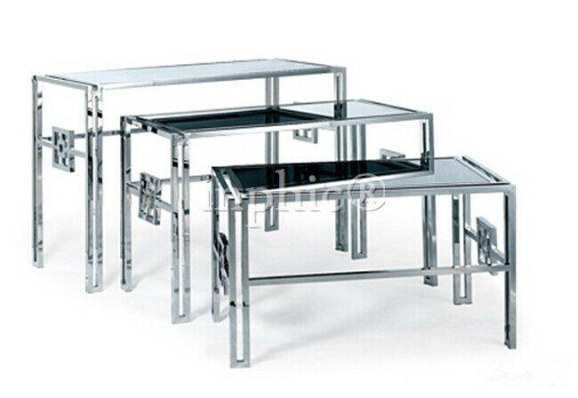 INPHIC-四角錯位理想移動餐臺 不鏽鋼玻璃展示臺自助餐臺酒店用品