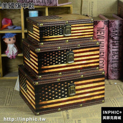 INPHIC-英國旗手提箱復古國旗木箱 婚紗攝影道具櫥窗陳列箱子-美國旗中款