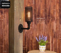 INPHIC-復古工業創意鐵網壁燈美式吧臺陽臺樓梯單頭餐廳燈飾