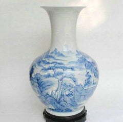 INPHIC-ZF-B079 景德鎮 陶瓷 青花手繪山水花瓶 工藝擺飾 擺飾 復古