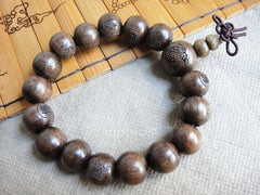 INPHIC-古金絲楠木手鏈mm 老料琥珀色手串刻羅漢佛字金絲楠楨楠佛珠