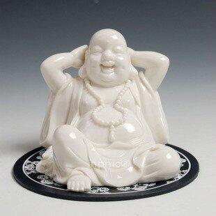 INPHIC-宗教 汽車擺飾 陶瓷彌勒佛汽車裝飾品 抱頭笑佛