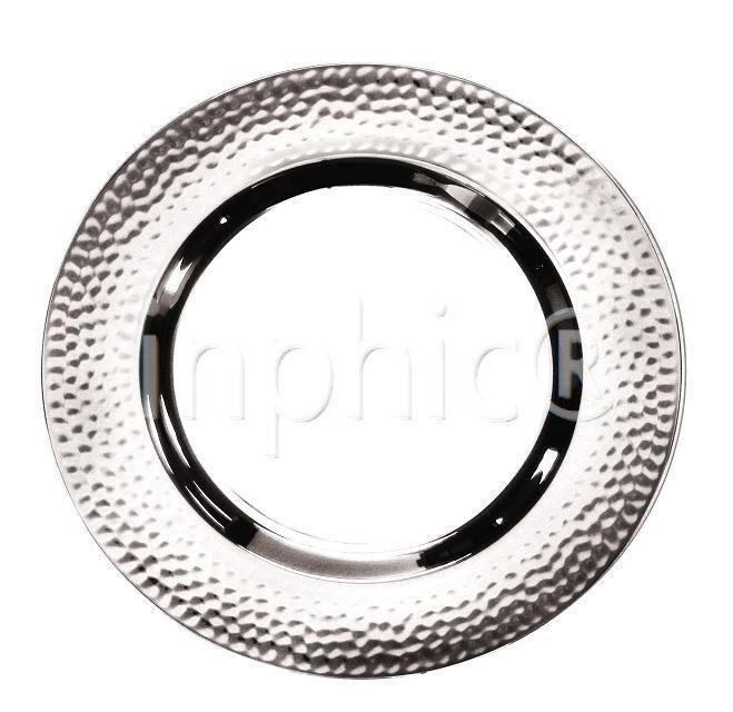 INPHIC-高級不銹鋼餐碟 304花紋碟 錘點圓碟 西餐果盤 40cm