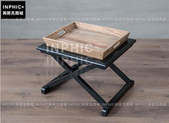 INPHIC-美式鄉村茶幾 歐法簡約個性帶托盤黑白長方形咖啡桌小邊桌-B款