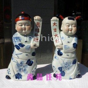 INPHIC-恭喜發財 青花童子娃娃 雕塑陶瓷器  婚房裝飾擺飾
