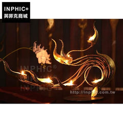 INPHIC-家居裝飾桌面擺飾鐵藝鳳尾燭臺東南亞仿舊擺設泰國