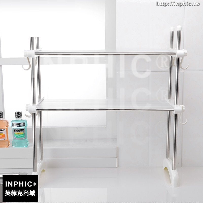 INPHIC-廚房微波爐不鏽鋼置物架落地支架調味罐2層收納烤箱架子