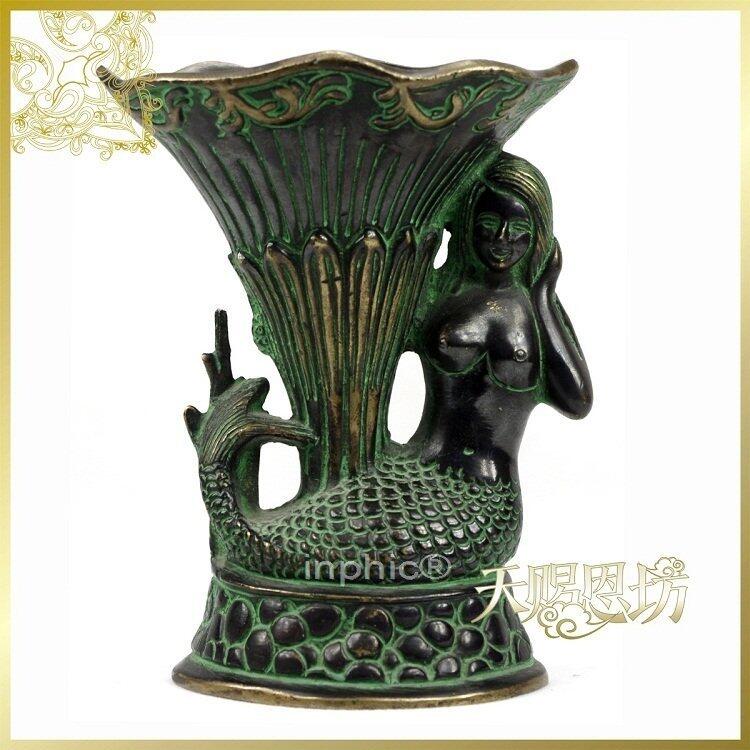 INPHIC-進口尼泊爾青銅美人魚花瓶擺件家居工藝品