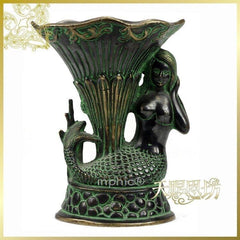 INPHIC-進口尼泊爾青銅美人魚花瓶擺件家居工藝品