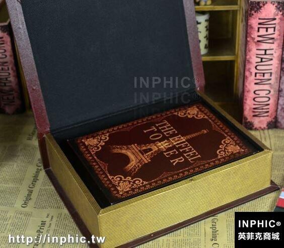INPHIC-歐式高檔復古書盒裝飾書木質模擬書收納盒高檔書房工藝品道具書-A款小款