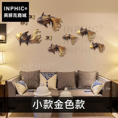 INPHIC-東南亞泰國壁飾掛飾室內如魚得水壁掛木雕金魚-小款金色款
