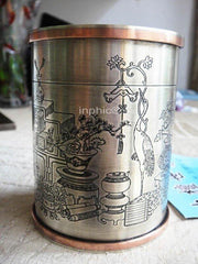 INPHIC-古典收藏純銅質茶葉罐 文昌閣老貨白銅詩書畫五福臨門茶葉罐