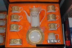 INPHIC-景德鎮陶瓷器 咖啡杯套裝 骨瓷歐式咖啡具 澳式咖啡套具 金秋歲月