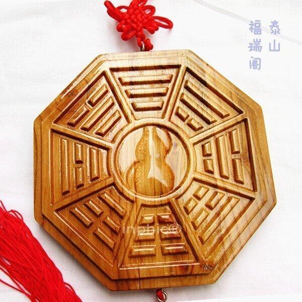INPHIC-宗教 開光桃木葫蘆盤八卦鏡鎮宅化煞、助運旺財、祛病消災、促姻緣
