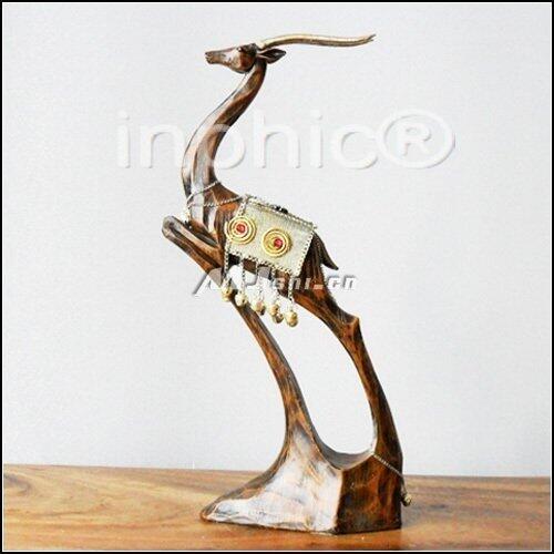 INPHIC-歐式客廳裝飾擺飾傢俱飾品泰國田園家居仿木羚羊